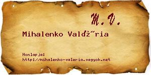 Mihalenko Valéria névjegykártya